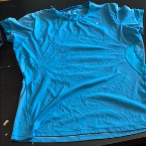 Blue ASICS women’s workout shirt